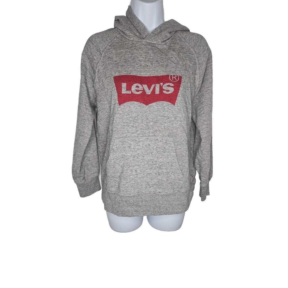 Levis Womens XS Gray Batwing Logo Hoodie Streetwear Normcore Athleisure Flaw